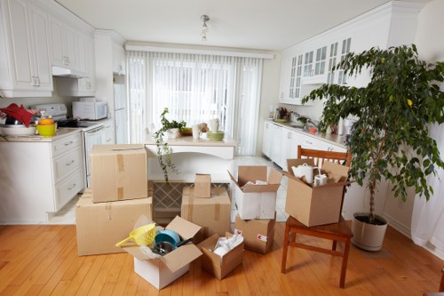 Packing supplies and boxes prepared for a Belgravia house move