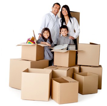 Business movers handling office furniture in central London